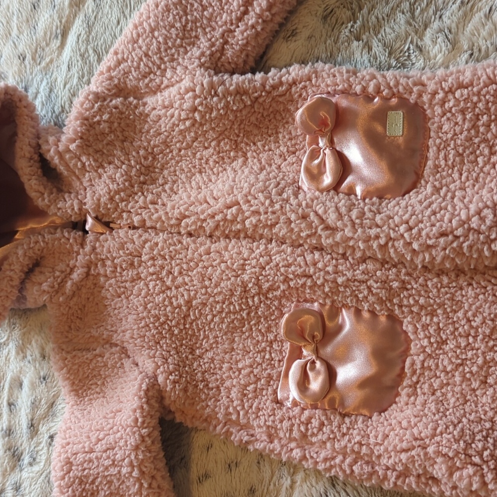 18 months Pink Fuzzy Zip-Up with Bear Hood by Seven for All Mankind